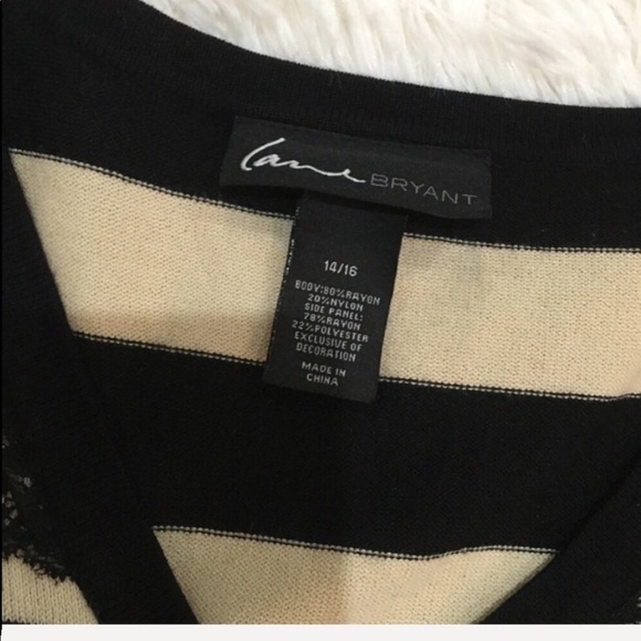 Lane Bryant Black and Cream Striped Sweater - Picture 3 of 6
